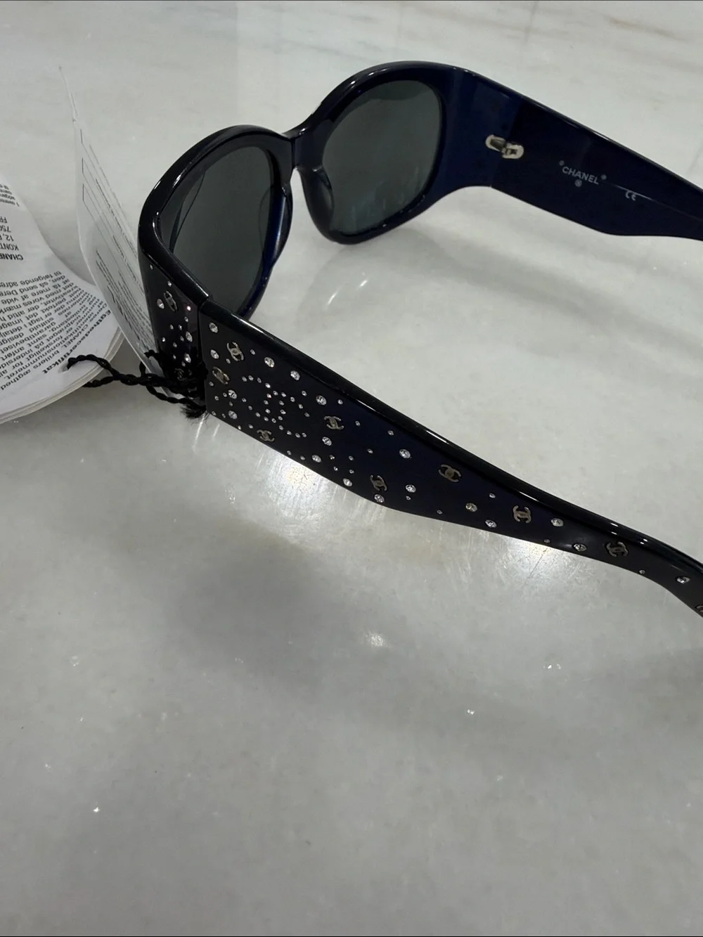 CHANEL Black Women's Sunglasses with Studded Temple Detail brand new with box